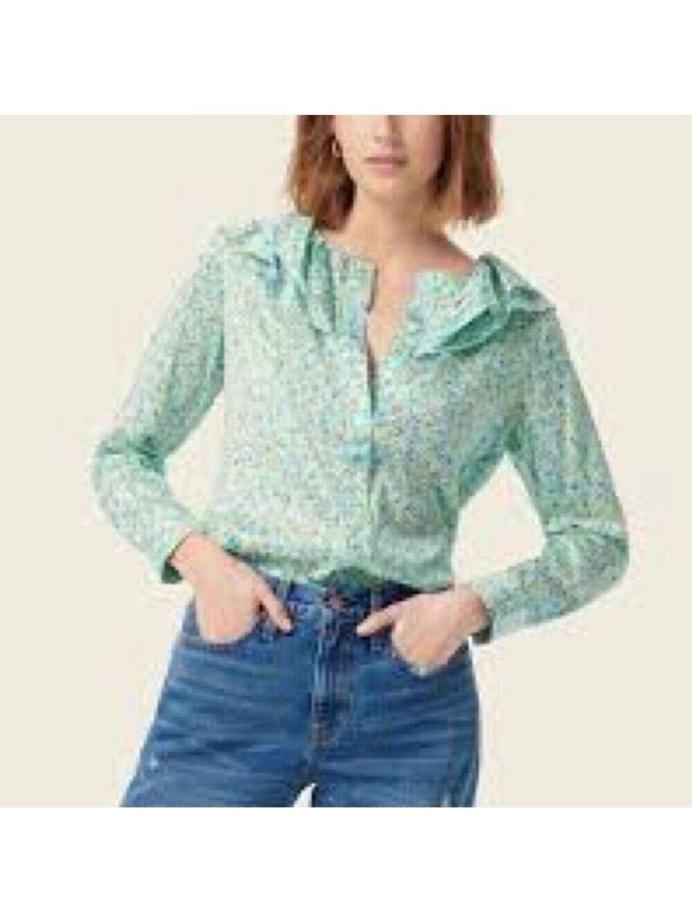 NWOT J. Crew Ruffle Collar Top Sz Large